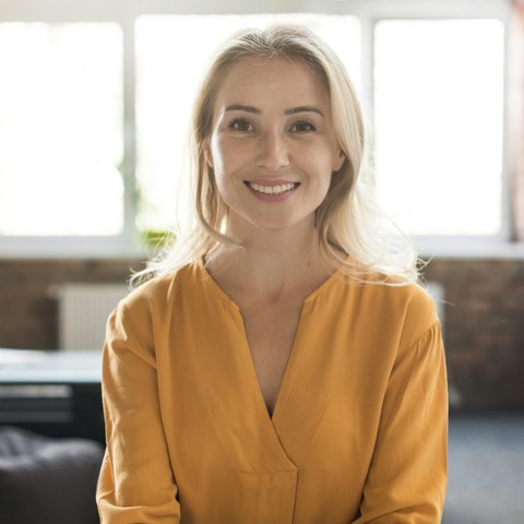Illustrative portrait of a smiling woman